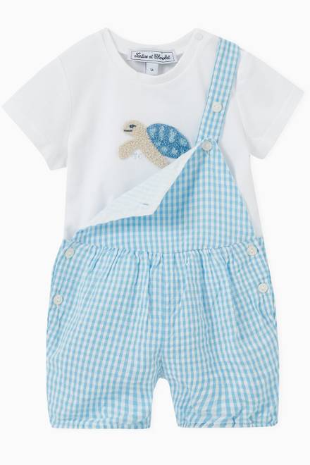 hover state of Gingham Dungarees in Cotton   