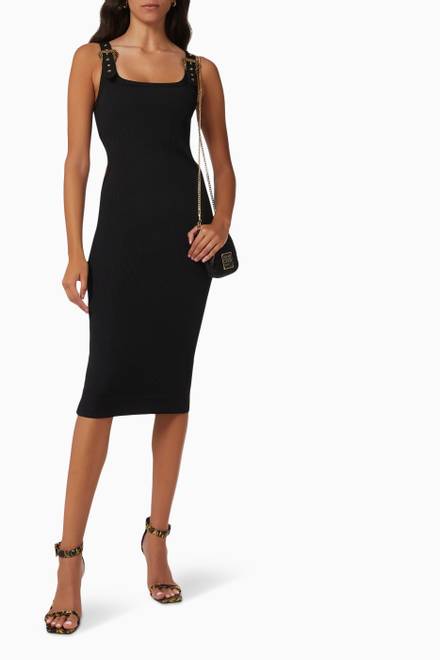 hover state of Baroque Buckle Bodycon Dress in Ribbed Knit  