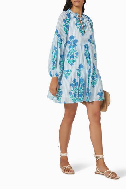 hover state of Balloon Sleeve Short Dress in Cotton  