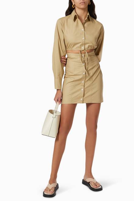 hover state of Cutout Mini Shirt Dress in Cotton  