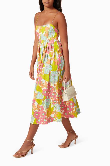 hover state of Floral Print Midi Dress in Sustainable Cotton  
