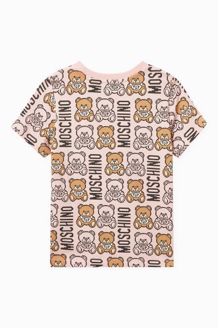 hover state of Pixelated Teddy Bear Print T-shirt in Cotton 