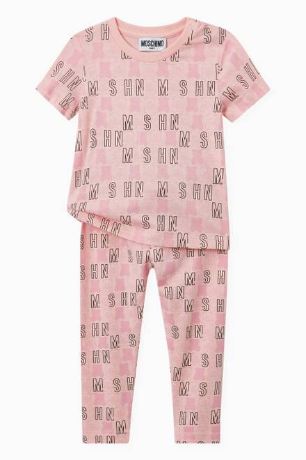 hover state of Teddy Bear Logo Print Leggings in Stretch Cotton 