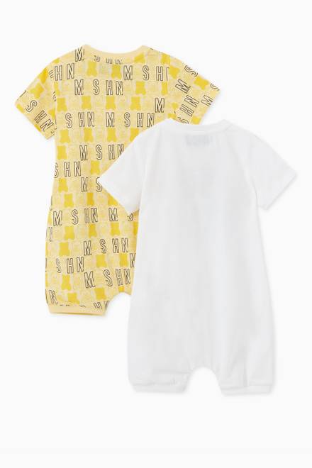 hover state of Teddy Bear Logo Print Romper Set in Cotton 