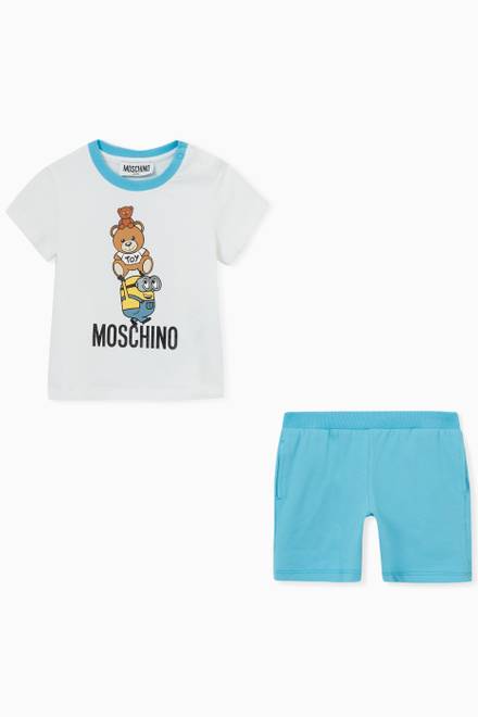 hover state of Minions© & Teddy Bear Print T-shirt and Shorts Set