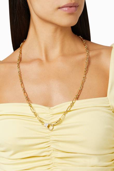 hover state of Pavé Clasp Lariat in 18kt Gold Plated Brass     