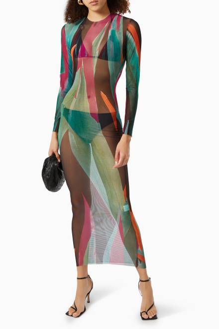 hover state of Long Sleeve Dress in Mesh  