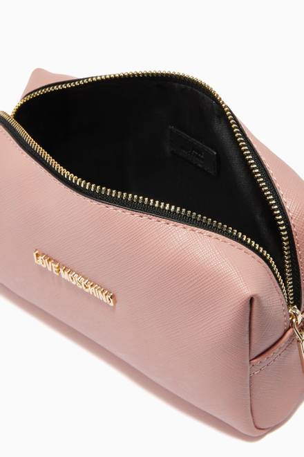 hover state of Makeup Bag in Textured Faux Leather         