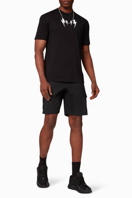 hover state of Loose Low-rise Cargo Shorts in Wool Jersey   