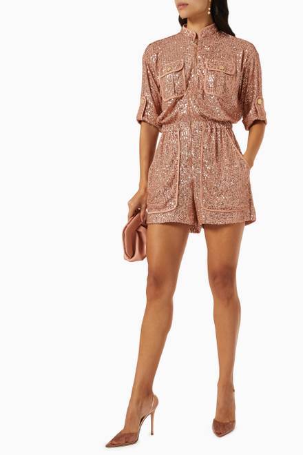 hover state of Short Sleeve Playsuit in Sequin 