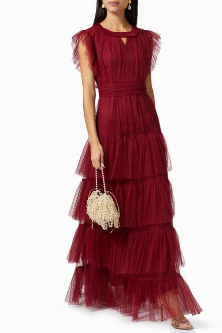 hover state of Tiered Maxi Dress in Dot Tulle   