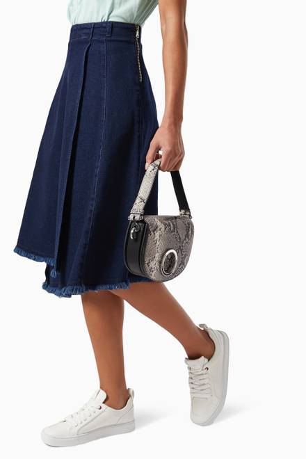 hover state of Python Print Mid Luna Bag in Leather