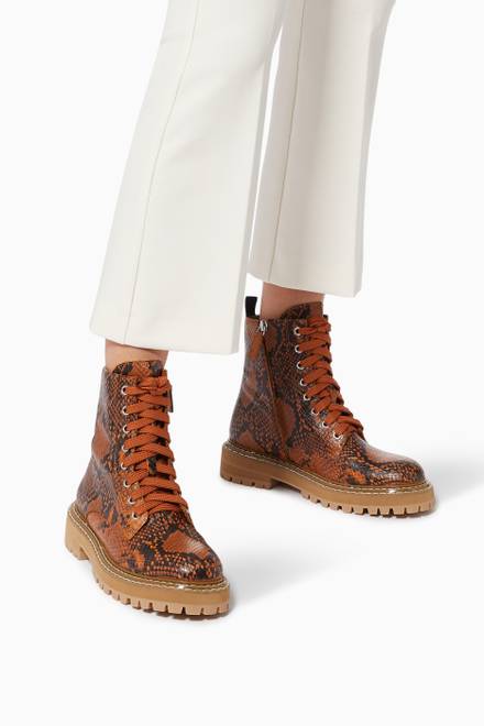 hover state of Biker Boots in Python Print Leather 