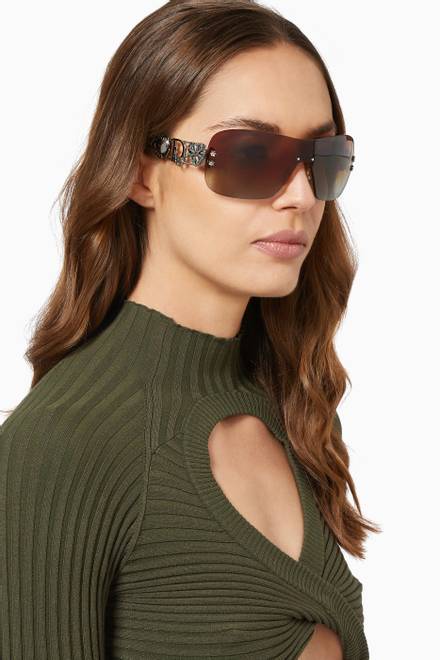 hover state of Rose Motif Rimless Sunglasses in Metal