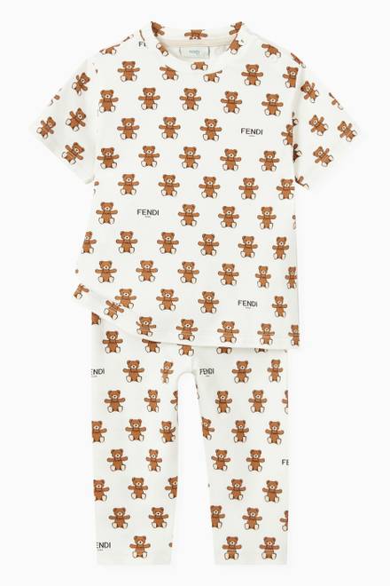 hover state of Teddy Print Leggings in Cotton Jersey    