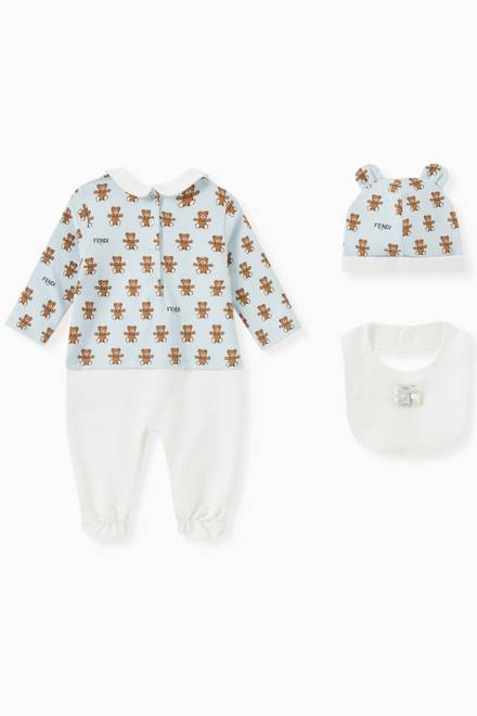 hover state of Teddy Print Pyjama Set in Cotton Jersey  