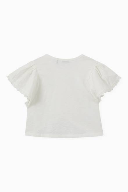 hover state of Embroidered Sleeve T-Shirt in Cotton  
