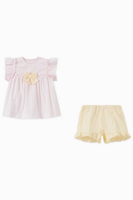hover state of Striped Ruffle Top & Shorts Set in Cotton  