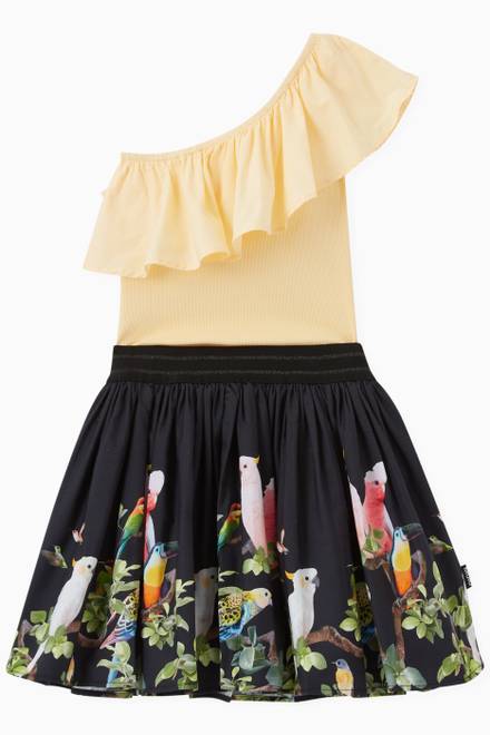 hover state of Bird Print Skirt in Poplin 
