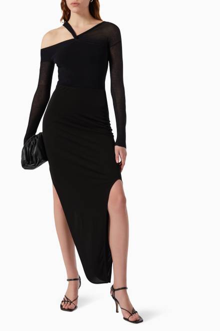 hover state of Twisted Asymmetric Skirt in Crepe