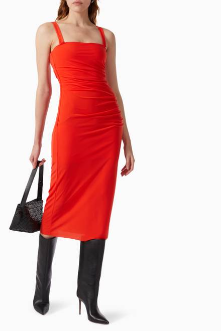 hover state of Twisted Midi Dress in Crepe