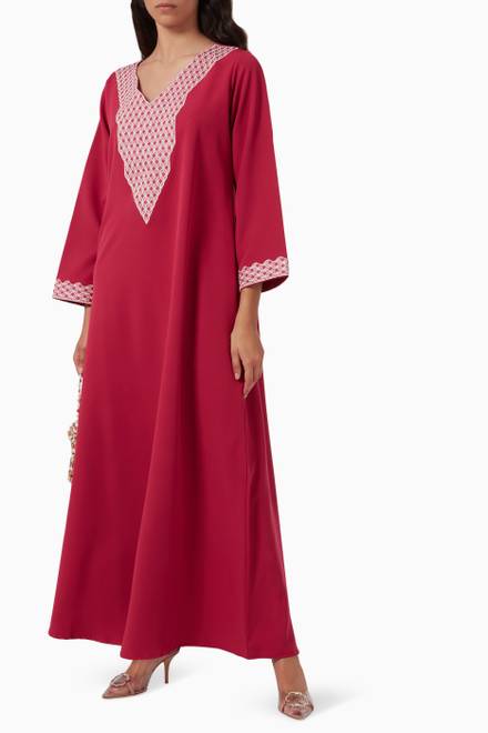 hover state of Embroidered Kaftan in Crepe 