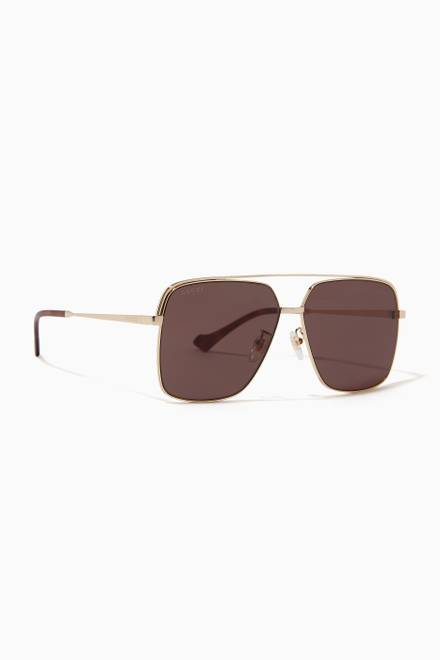 hover state of Squared Aviator Frame Sunglasses in Metal 