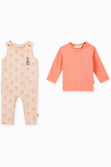 hover state of Giraffe Print T-shirt & Dungaree Set in Cotton 