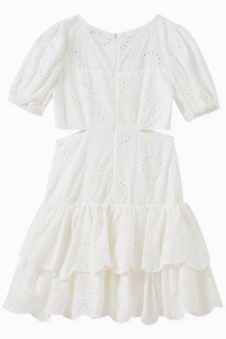 hover state of Eyelet Tiered Dress in Cotton