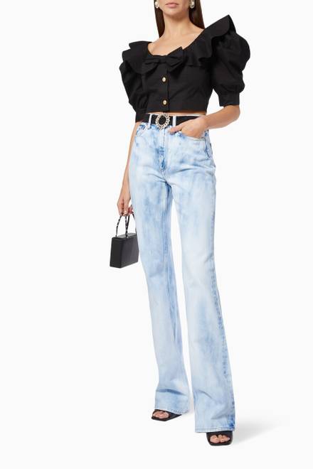 hover state of Bow Cropped Top in Cotton Poplin 