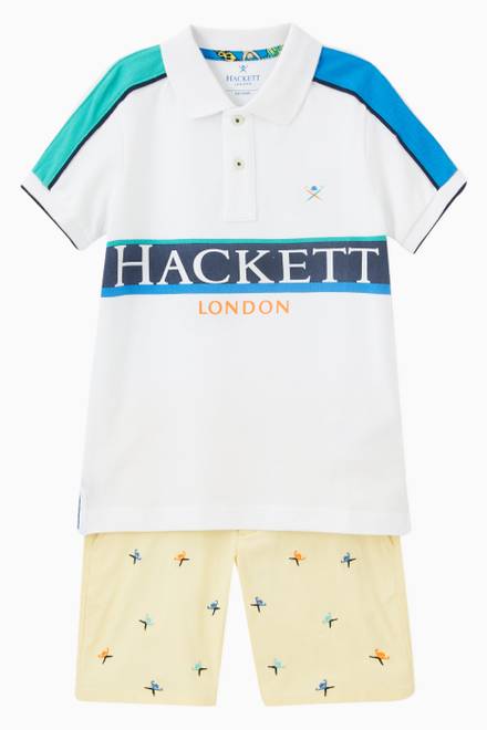 hover state of Multi-Panel Polo Shirt in Cotton 