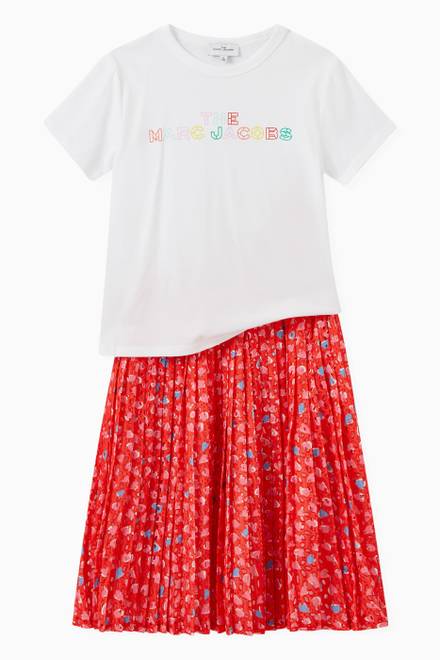 hover state of All-Over Print Pleated Skirt in Cotton   