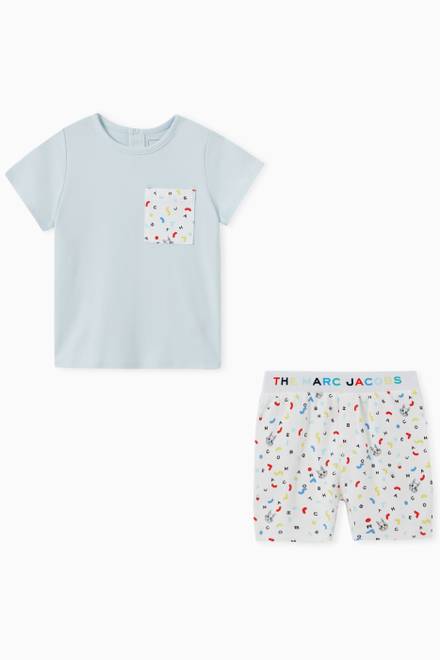hover state of Graphic Print T-Shirt & Shorts Set in Cotton  