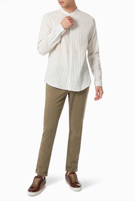 hover state of Striped Shirt in Cotton & Linen Blend  