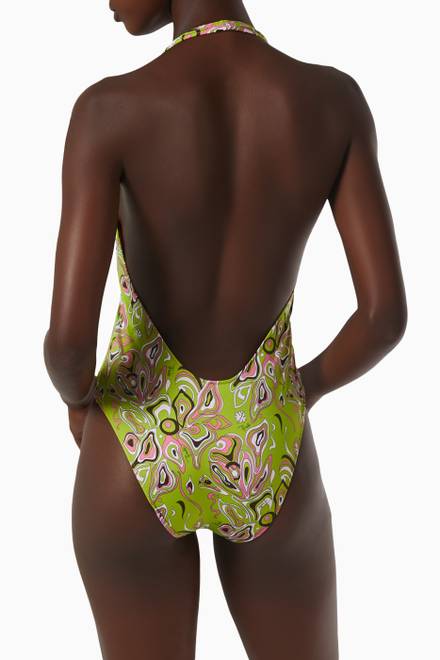 hover state of Africana Print Halterneck Swimsuit  