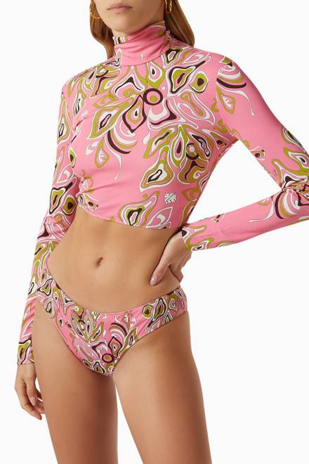 hover state of Africana Print Bikini Bottom in Sustainable Lycra