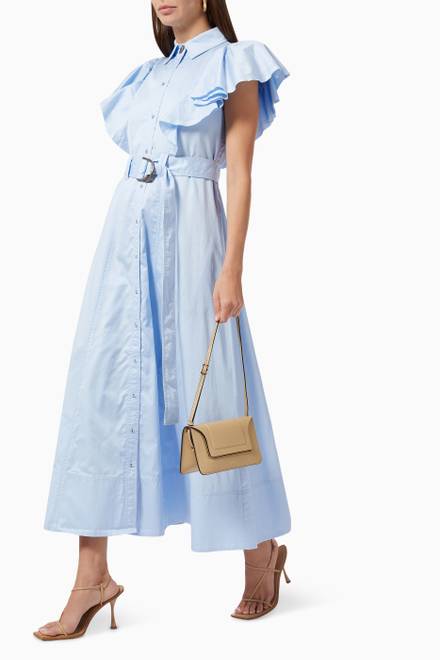 hover state of Kindred Frill Sleeve Midi Dress in Cotton Poplin  