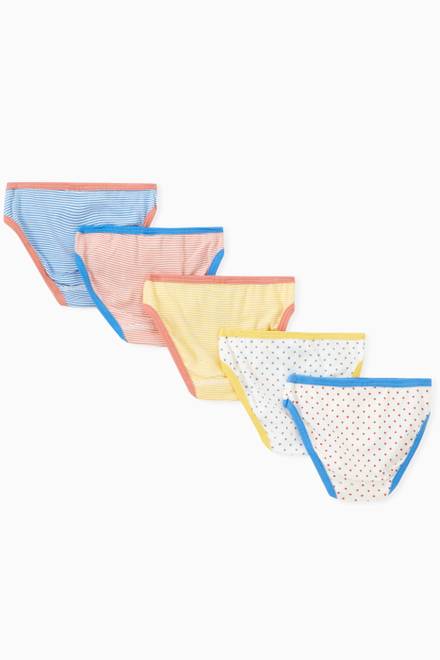 hover state of Pinstripes & Stars Knickers in Cotton, Set of 5 
