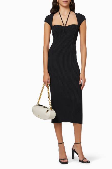 hover state of Florence Midi Dress in Compact Rib Knit 