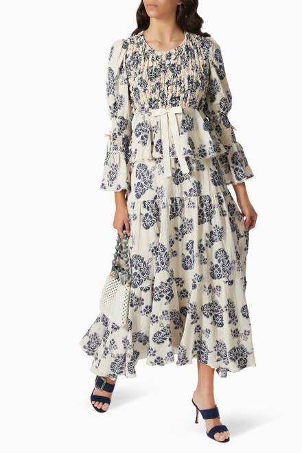 hover state of Floral Ruffle Midi Dress  