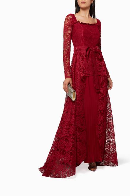 hover state of Belted Maxi Dress in Lace
