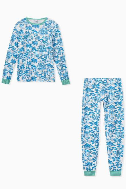 hover state of Plant Print Pyjama Set in Cotton  