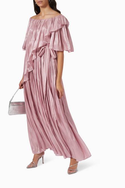 hover state of Pleated Dress in Satin