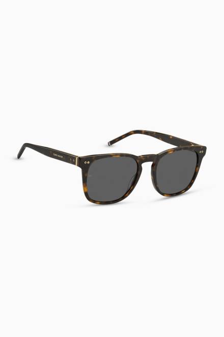 hover state of Havana D Frame Sunglasses in Acetate    