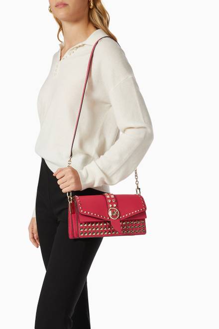 hover state of Medium Greenwich Studded Shoulder Bag in Leather 