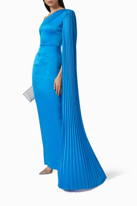hover state of Marnel One Shoulder Column Gown in Satin Crepe