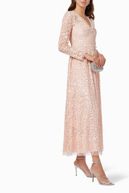 hover state of Floral Daze Sequin Ankle Gown in Tulle