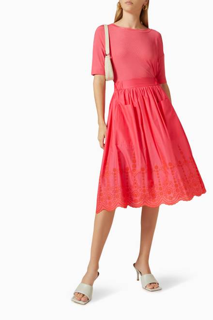 hover state of Teatro Broderie Anglaise Skirt in Cotton    