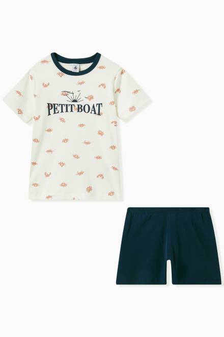 hover state of Crab Print Shorts Pyjamas in Cotton 