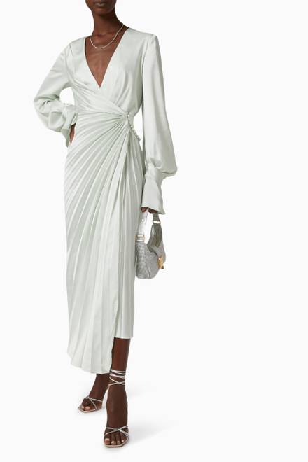 hover state of Cresta Wrap Dress in Satin
